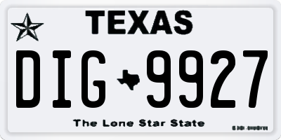 TX license plate DIG9927
