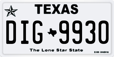 TX license plate DIG9930