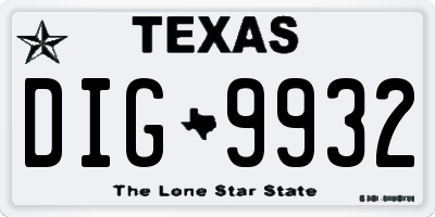 TX license plate DIG9932