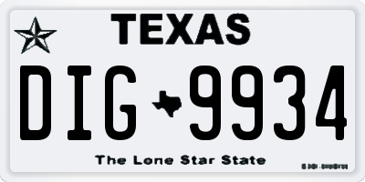 TX license plate DIG9934