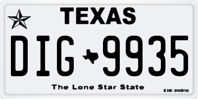 TX license plate DIG9935