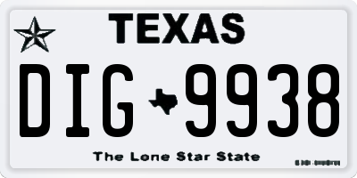 TX license plate DIG9938