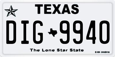 TX license plate DIG9940