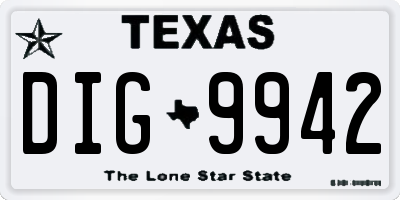 TX license plate DIG9942
