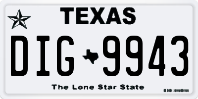 TX license plate DIG9943