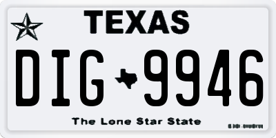 TX license plate DIG9946