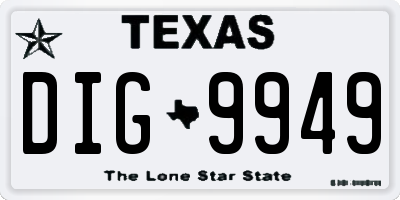 TX license plate DIG9949