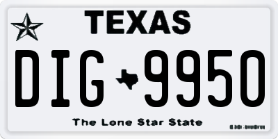 TX license plate DIG9950