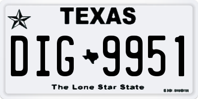 TX license plate DIG9951