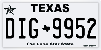 TX license plate DIG9952