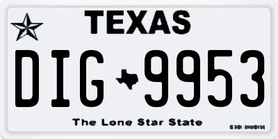 TX license plate DIG9953