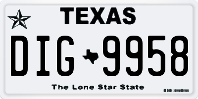 TX license plate DIG9958