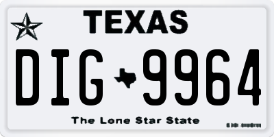 TX license plate DIG9964