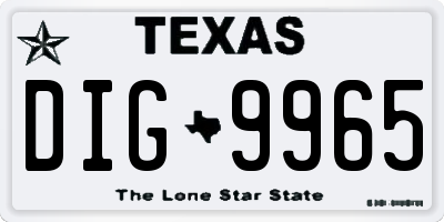 TX license plate DIG9965