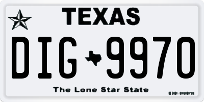 TX license plate DIG9970
