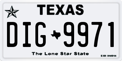 TX license plate DIG9971