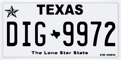 TX license plate DIG9972