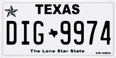 TX license plate DIG9974
