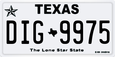 TX license plate DIG9975