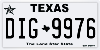 TX license plate DIG9976