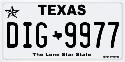 TX license plate DIG9977
