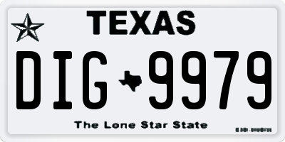 TX license plate DIG9979