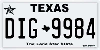 TX license plate DIG9984