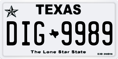 TX license plate DIG9989