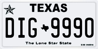 TX license plate DIG9990
