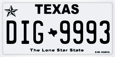 TX license plate DIG9993