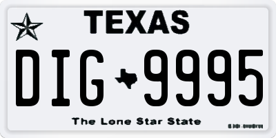 TX license plate DIG9995