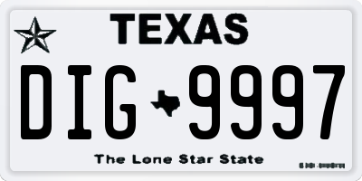 TX license plate DIG9997