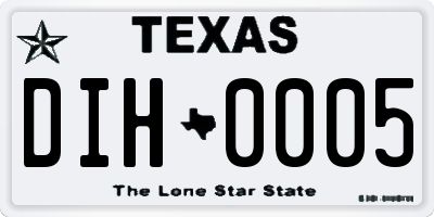 TX license plate DIH0005