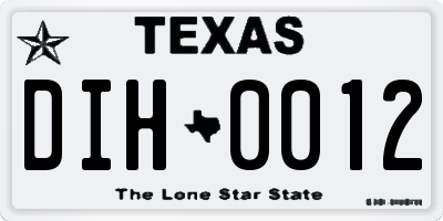 TX license plate DIH0012