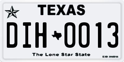 TX license plate DIH0013