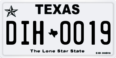 TX license plate DIH0019