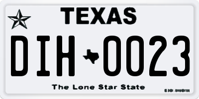 TX license plate DIH0023