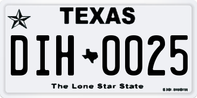 TX license plate DIH0025