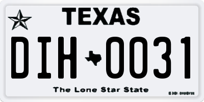 TX license plate DIH0031
