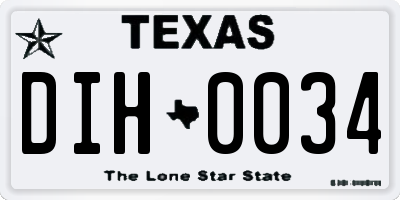 TX license plate DIH0034