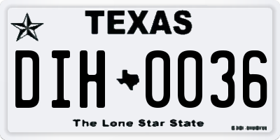 TX license plate DIH0036