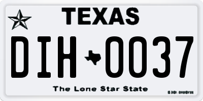 TX license plate DIH0037