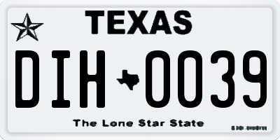 TX license plate DIH0039