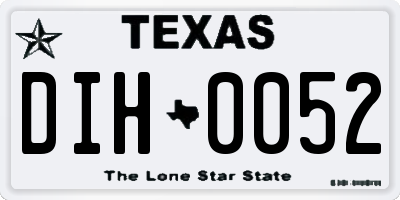TX license plate DIH0052