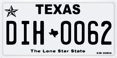 TX license plate DIH0062