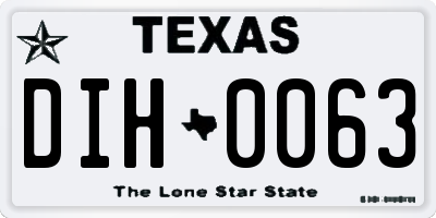 TX license plate DIH0063
