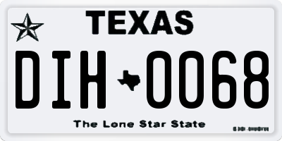 TX license plate DIH0068