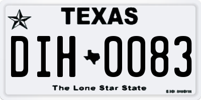 TX license plate DIH0083