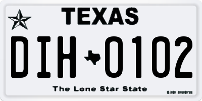 TX license plate DIH0102