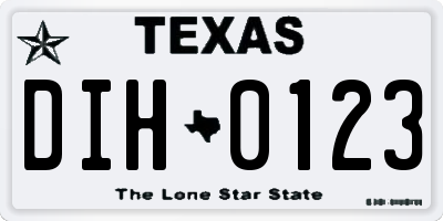 TX license plate DIH0123